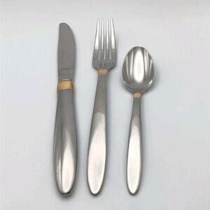 Gorham Narraqansett Gold Glossy 3 Piece Place Set Stainless Flatware New